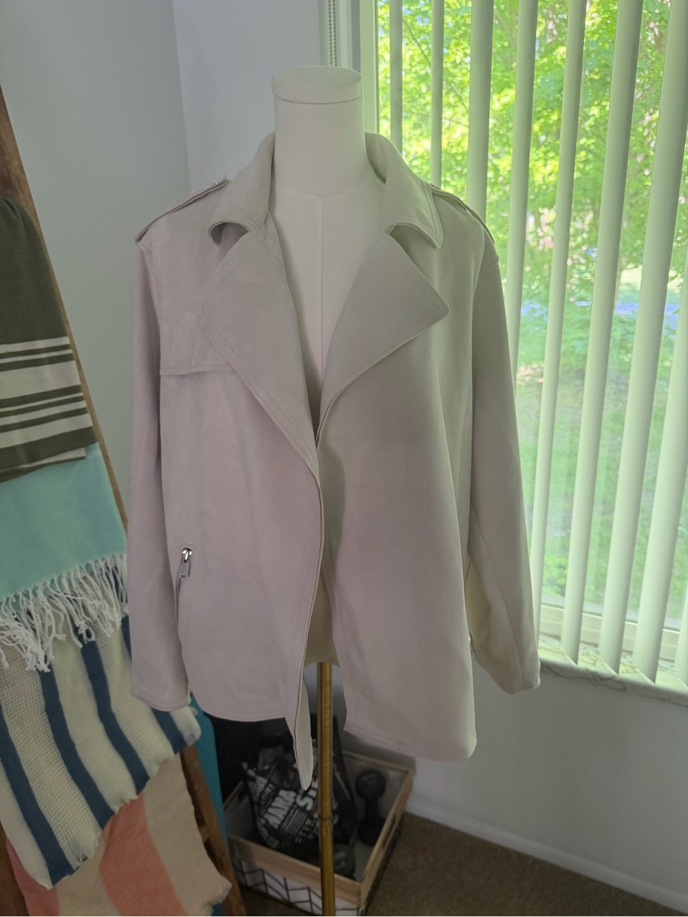 TAHARI Beige Women's Coat 1XL FAUX LEATHER